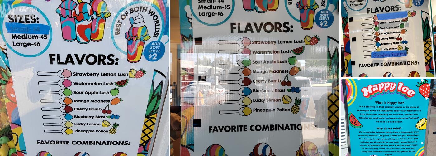 Happy Ice Menu