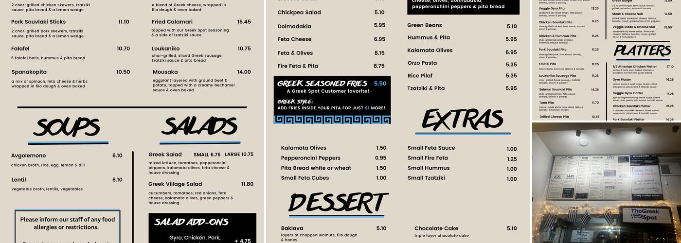 The Greek Spot Menu