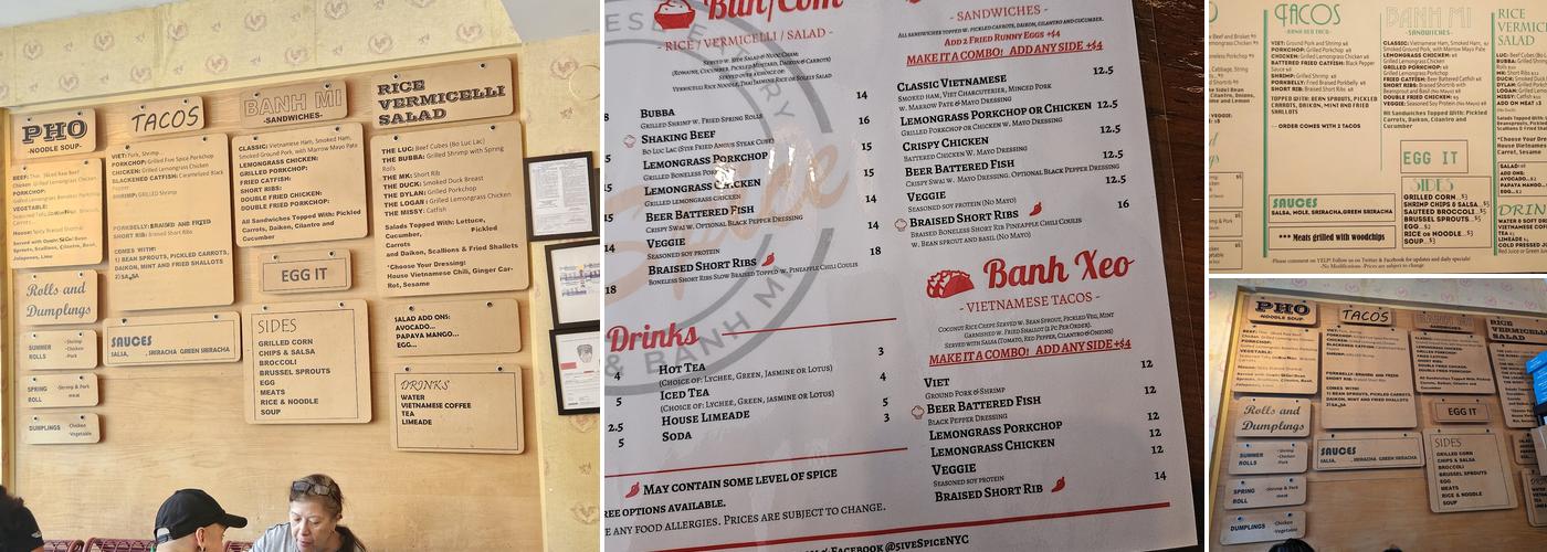 5ive Spice Tacos & Banh Mi Menu