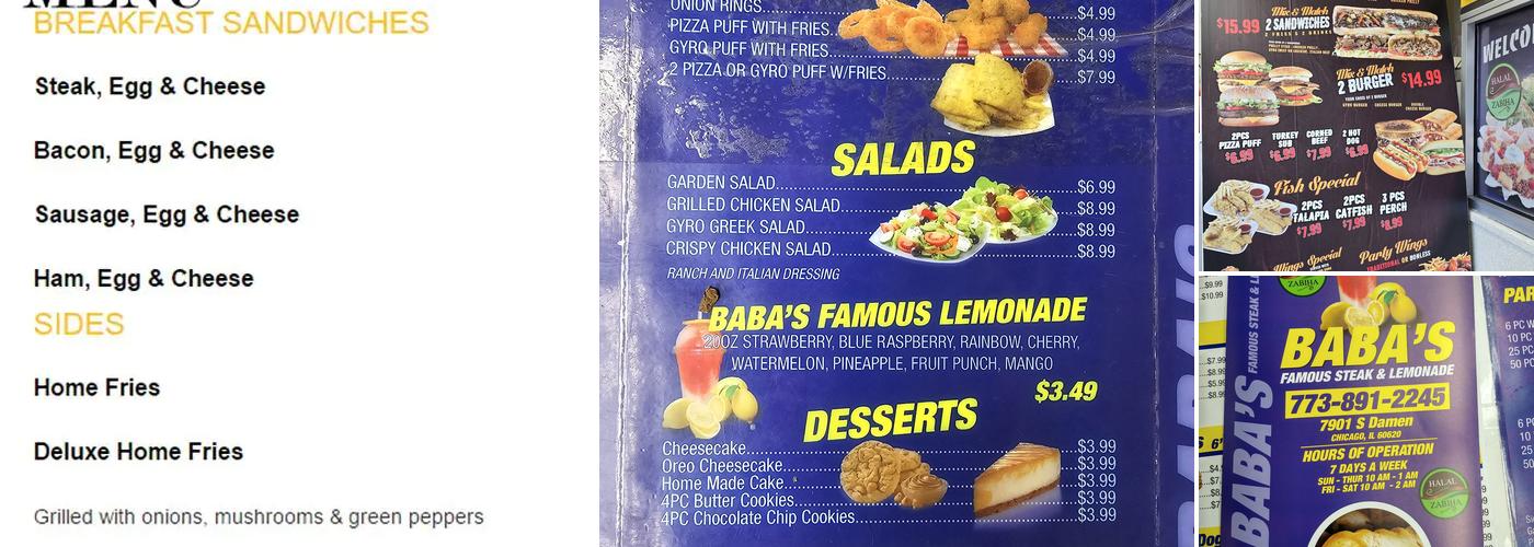Baba's Philly Steak & Lemonade Menu