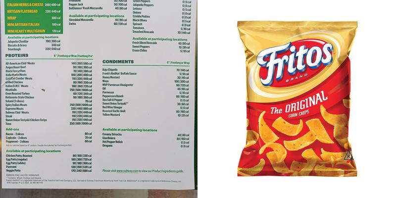 Subway Menu