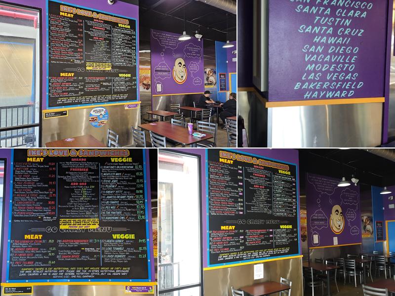 Ike's Love & Sandwiches Menu