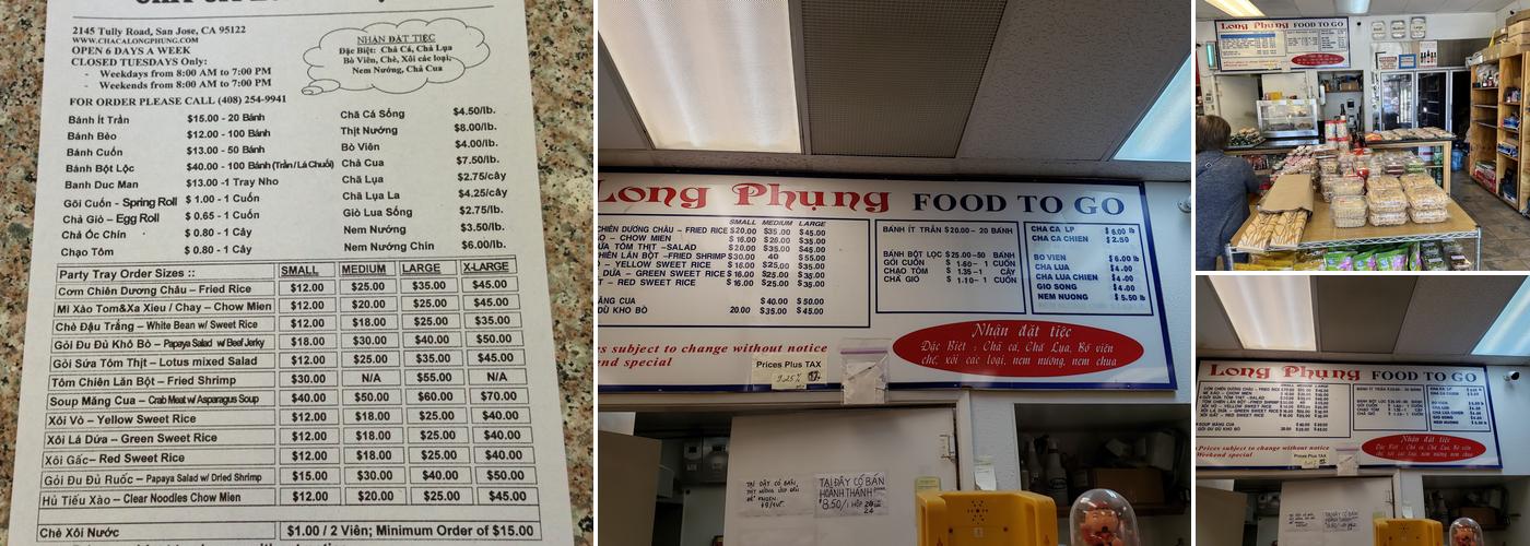 Cha Ca Long Phung Menu