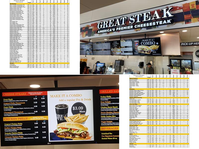 Great Steak Menu