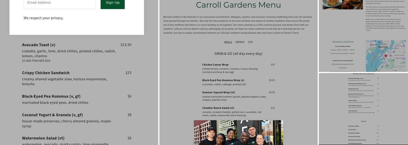Emma's Torch Cafe Menu