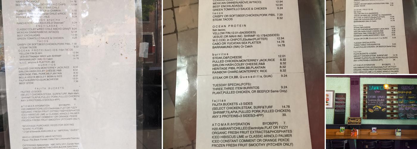 La Bamba Menu