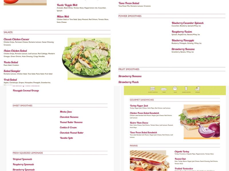 Frullati Menu