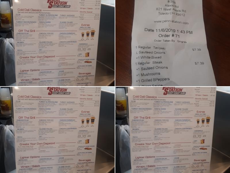 Penn Station East Coast Subs Menu