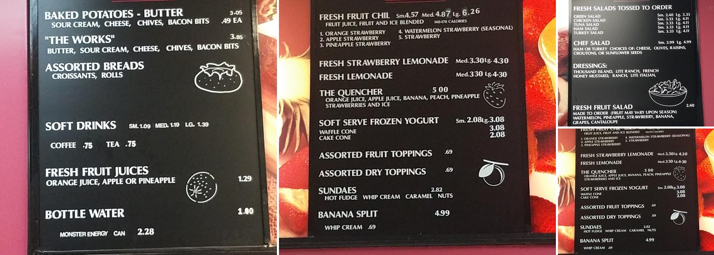 Thirsty's Menu