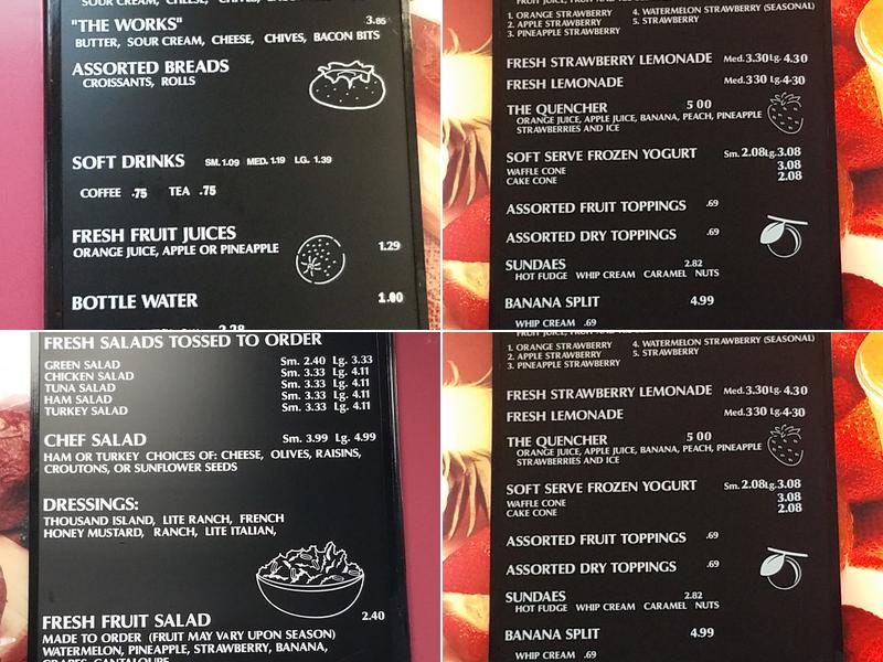 Thirsty's Menu