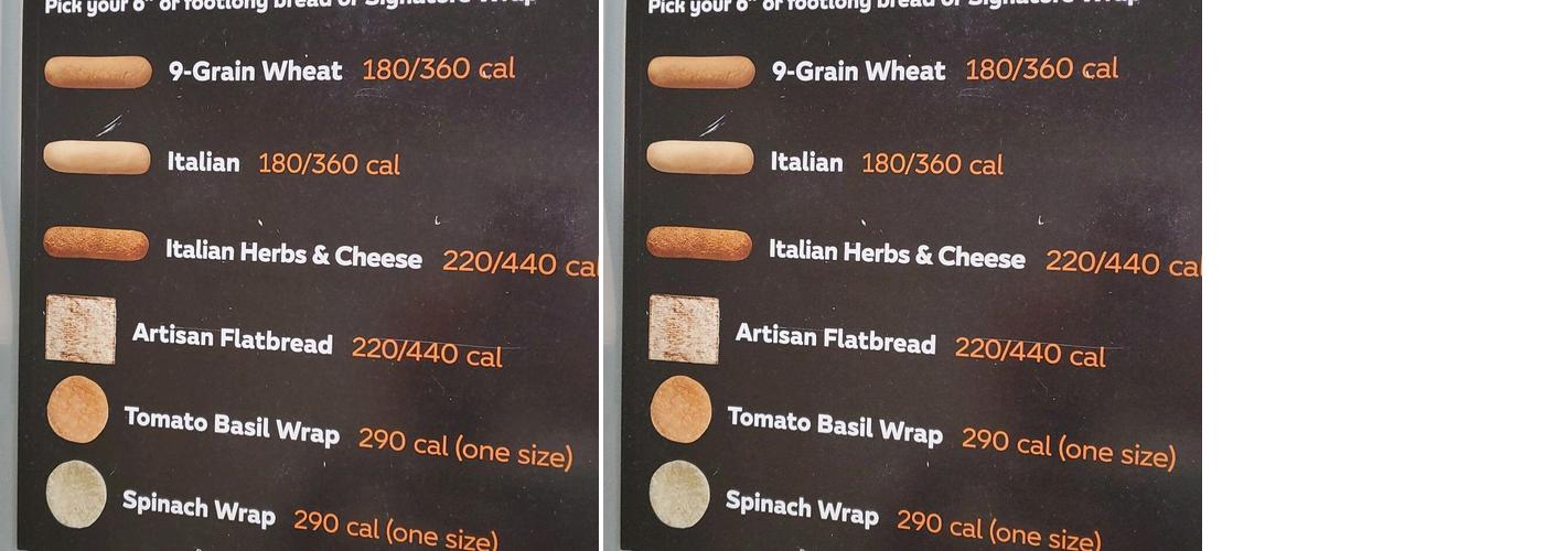 Subway Menu