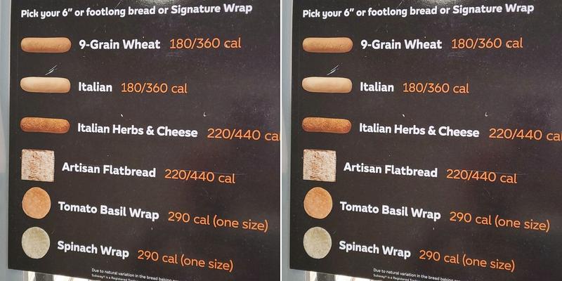 Subway Menu