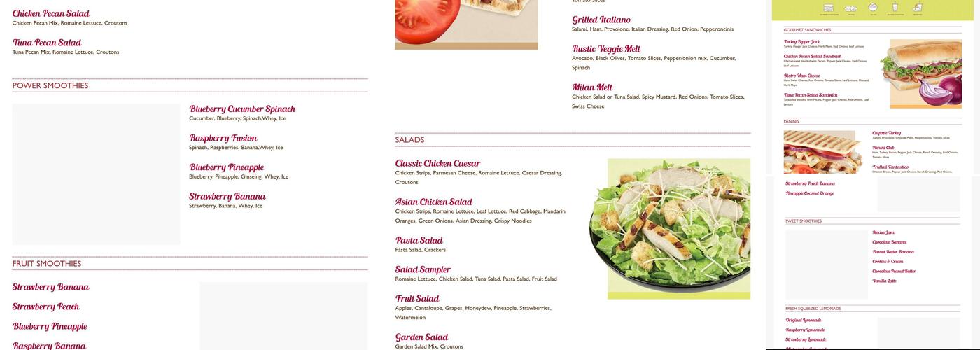 Frullati Menu