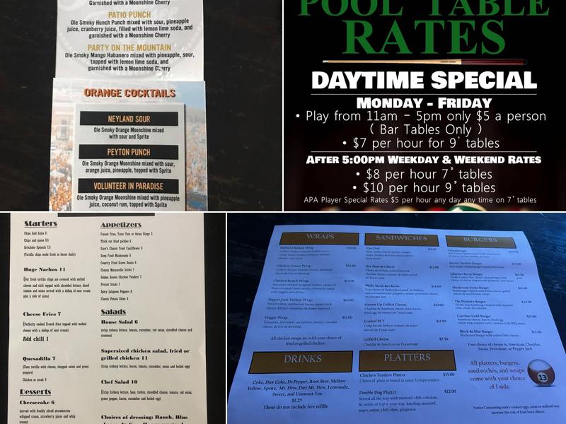 Peyton's Place Menu