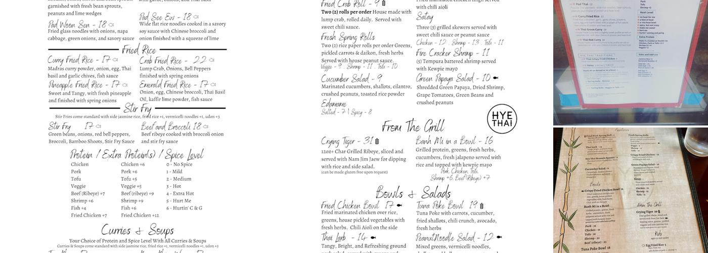 Hye Thai Menu