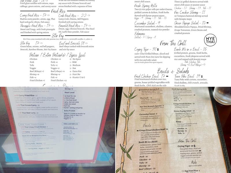 Hye Thai Menu