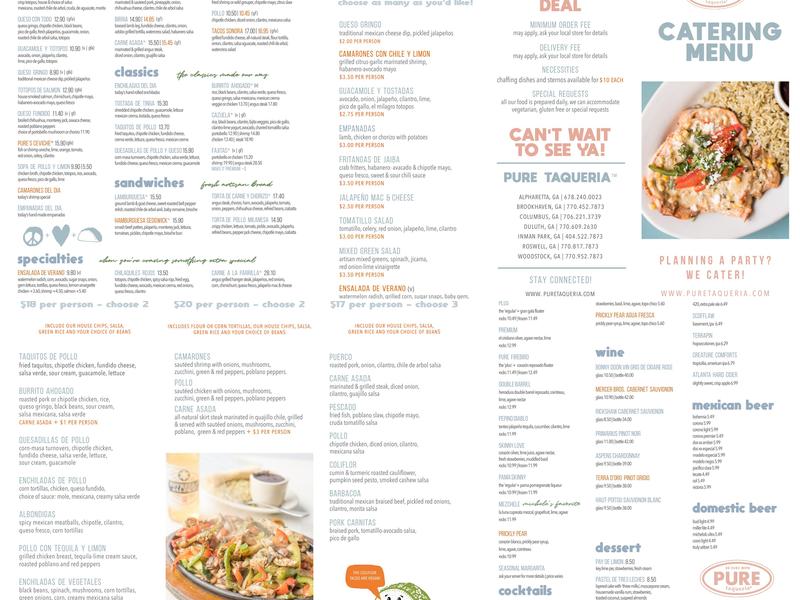 Pure Taqueria Menu