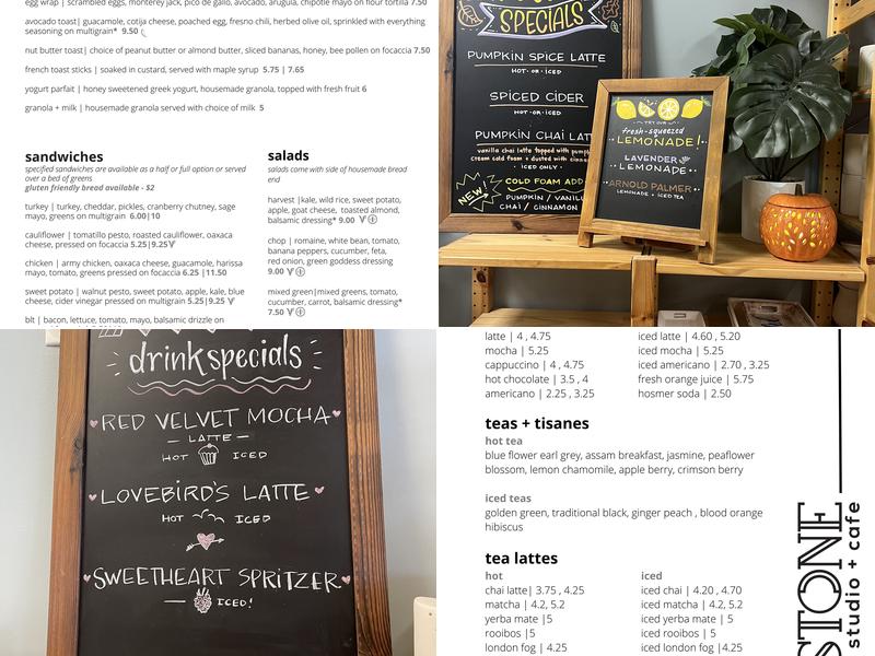 The Firestone | art studio + cafe Menu