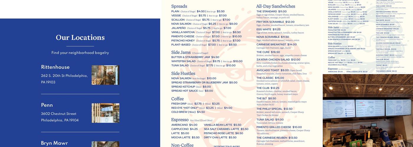 Spread Bagelry Menu