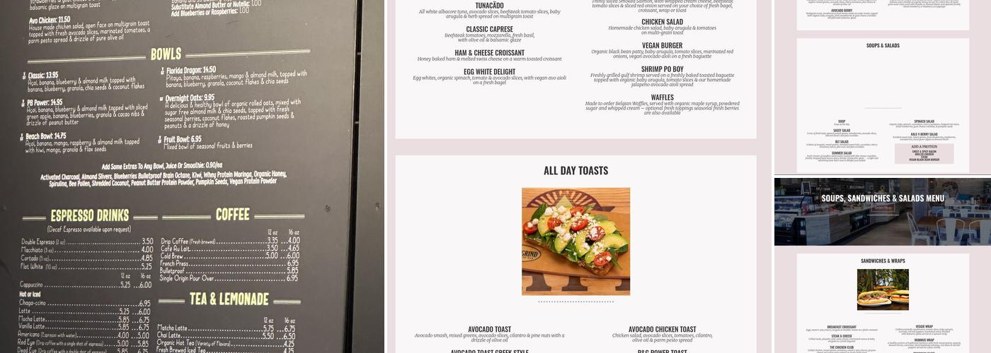 Press and Grind Cafe Menu