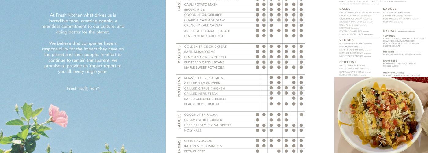 Fresh Kitchen Menu