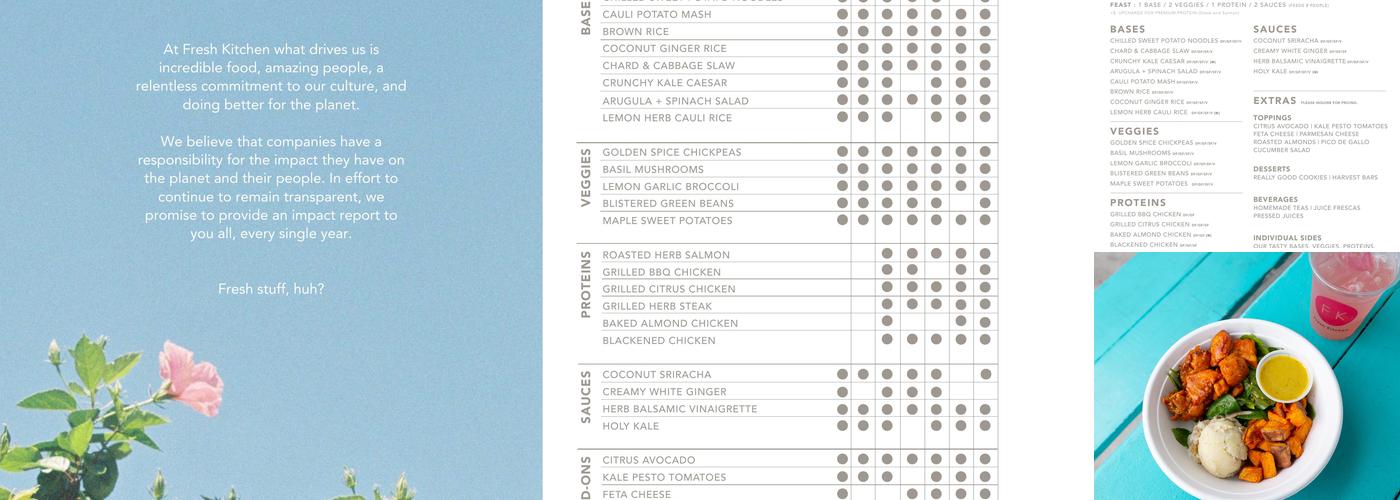 Fresh Kitchen Menu