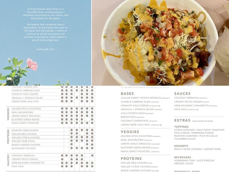 Fresh Kitchen Menu