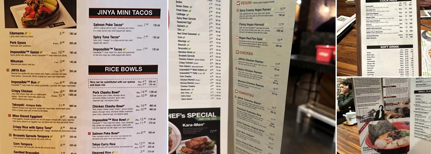 JINYA Ramen Bar - Athens Menu