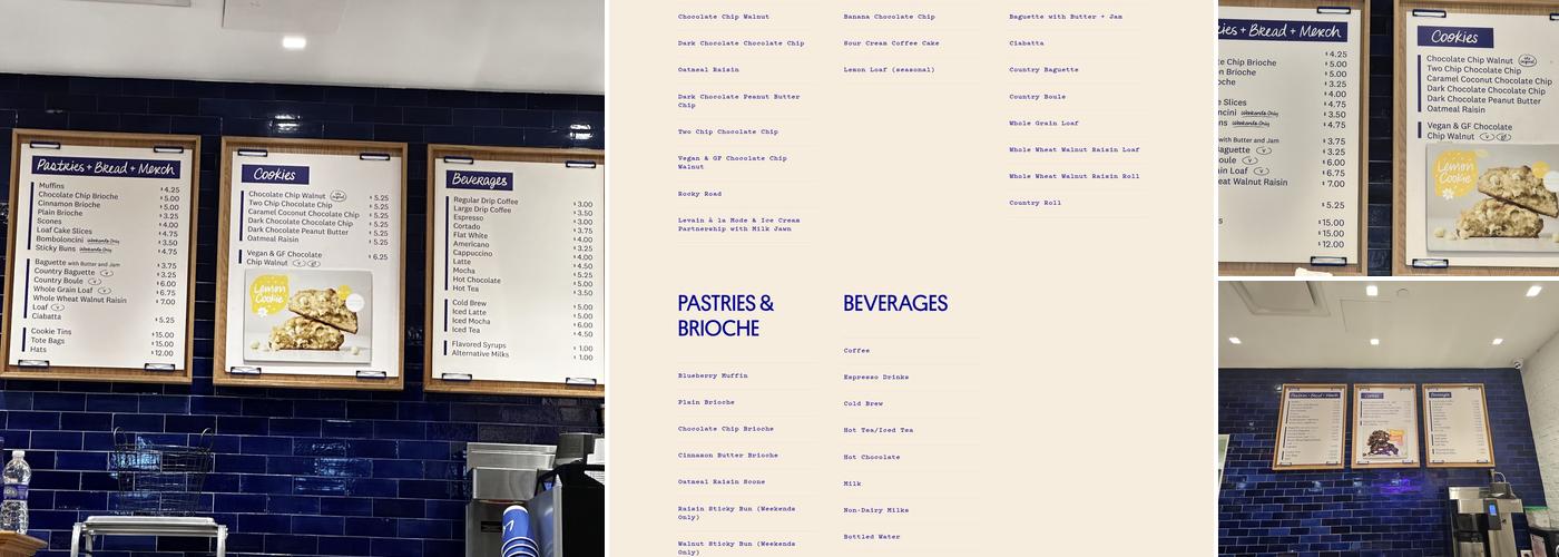 Levain Bakery – NoHo, NYC Menu