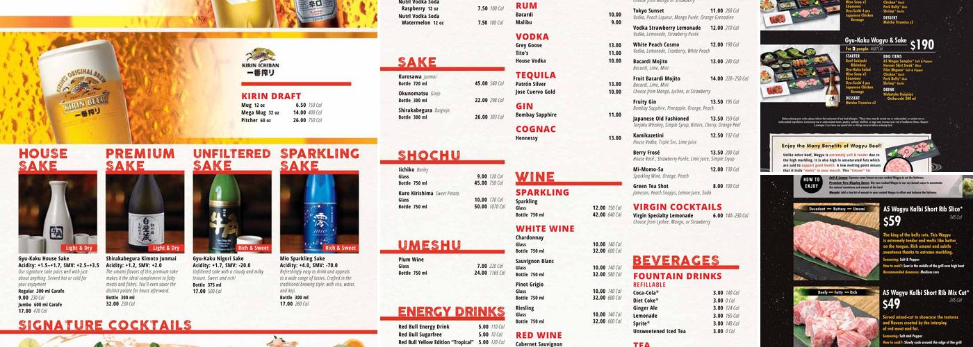 Gyu-Kaku Japanese BBQ Menu