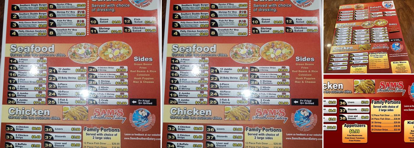 Sam's Southern Eatery Wichita Central Menu