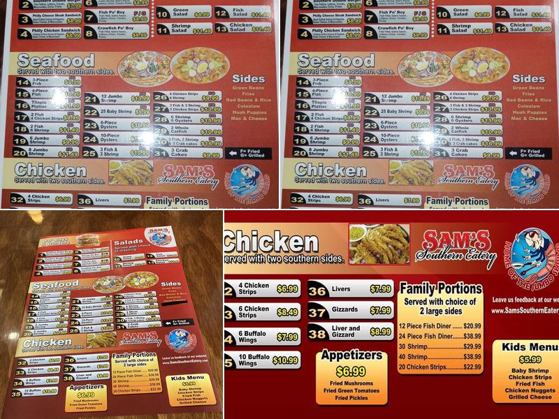 Sam's Southern Eatery Wichita Central Menu