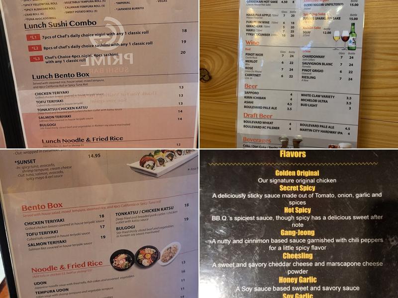 Prime Sushi & bbq Korean Chicken Menu