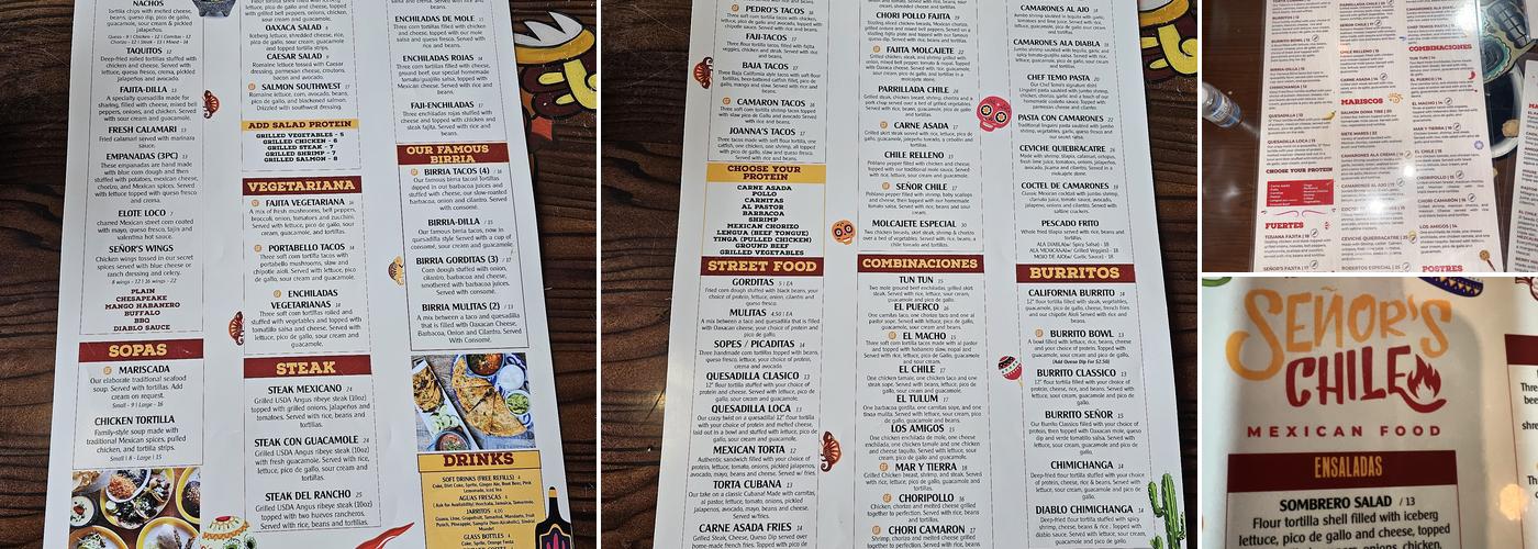 Señor's Chile Menu