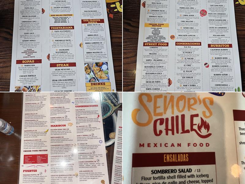 Señor's Chile Menu