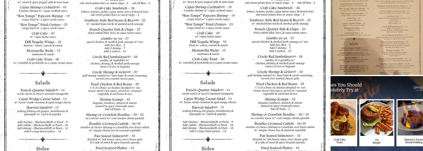French Quarter Menu