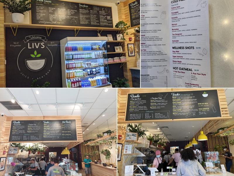 Liv's Juice + Acai Bar Menu