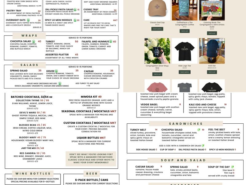 The Congregation Menu
