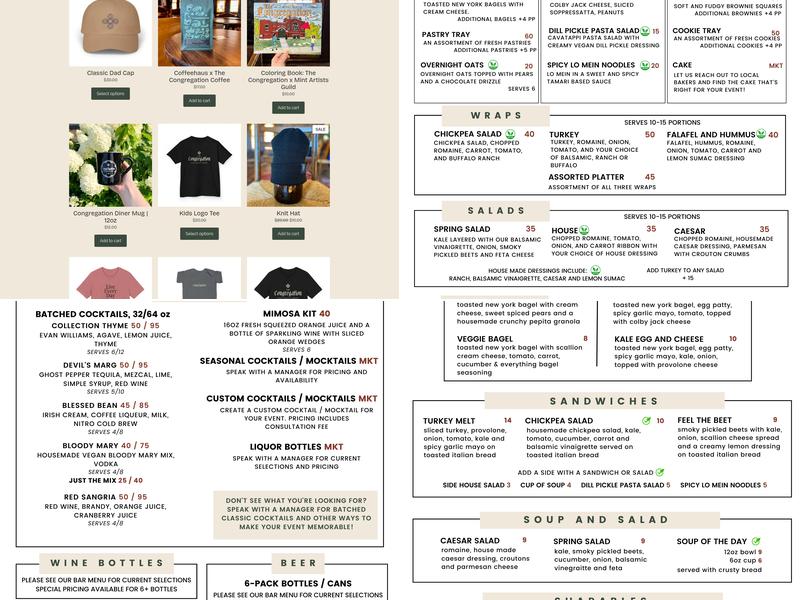 The Congregation Menu