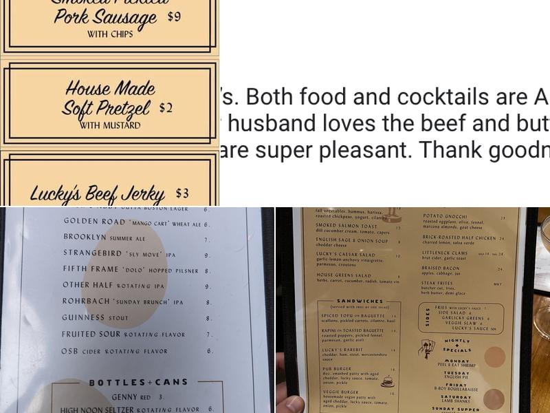 Lucky's Menu