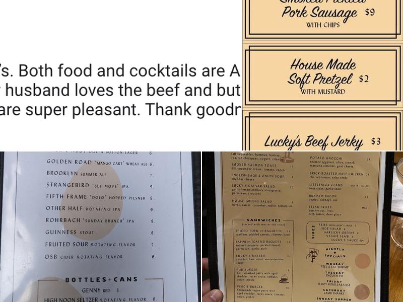 Lucky's Menu