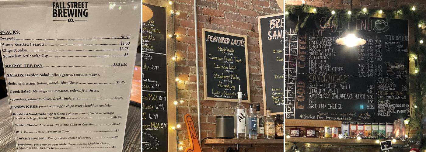 Fall Street Brewing Menu