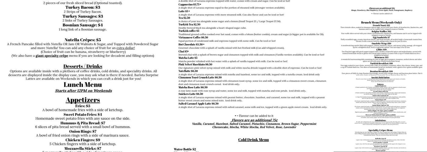 Yummilicious Cafe & Bakery Menu