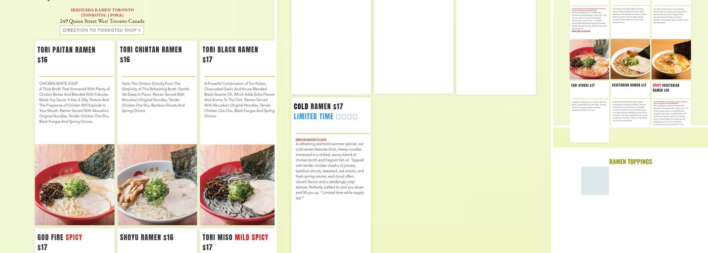 Ikkousha Ramen Chicken Menu