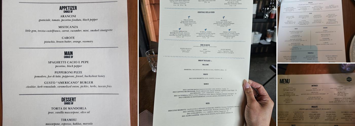 Gusto 501 Menu