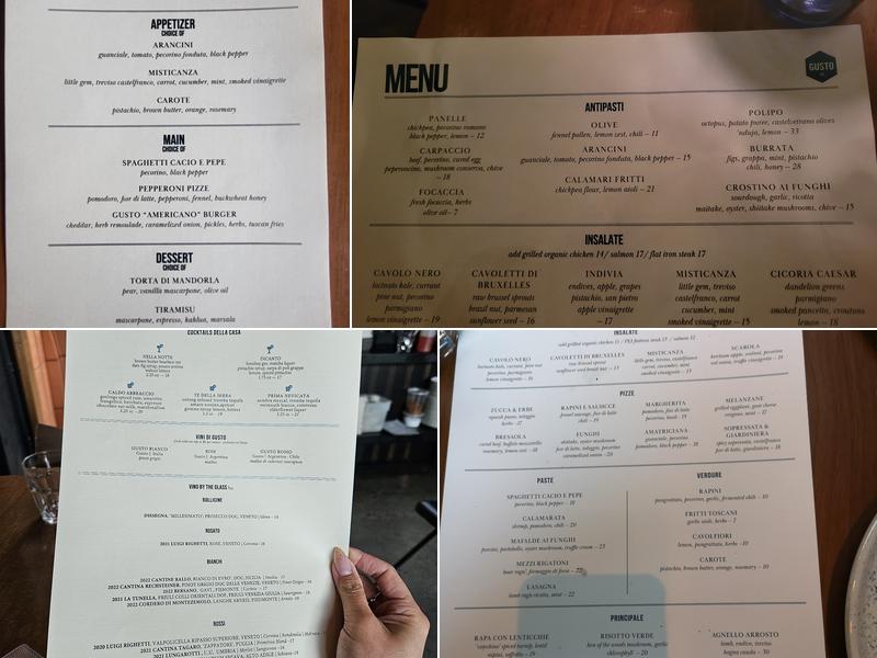 Gusto 501 Menu