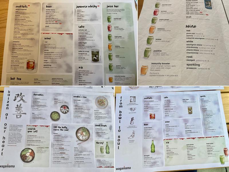 wagamama Menu