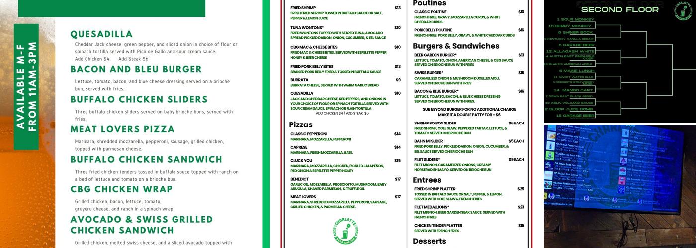 Charlotte Beer Garden Menu