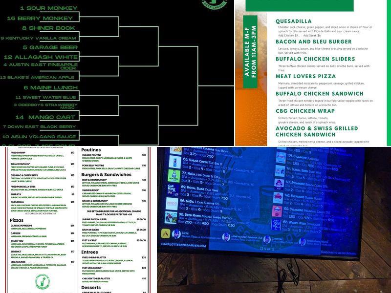 Charlotte Beer Garden Menu