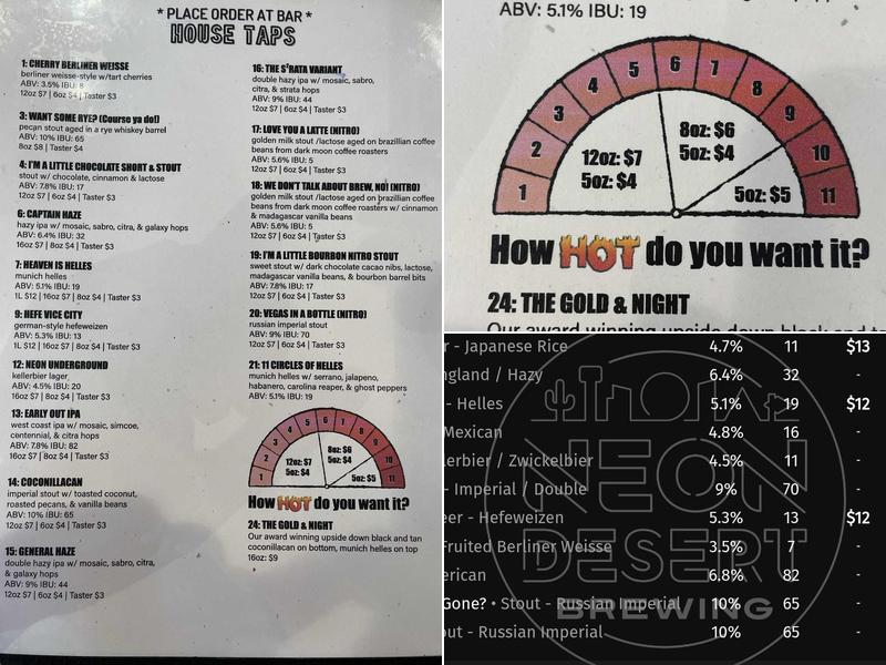 Neon Desert Brewing Menu
